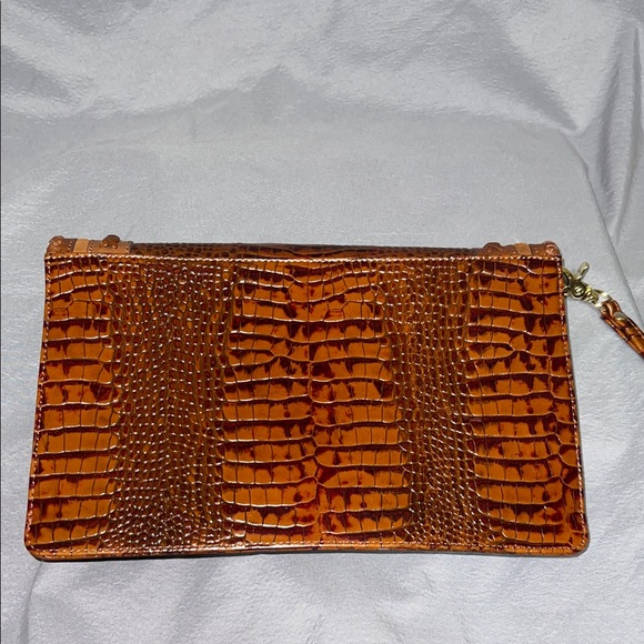 Brahmin Lily Pouch- Toffee Rockdale NWOT Tan Crocodile-Embossed Wristlet - Picture 7 of 7